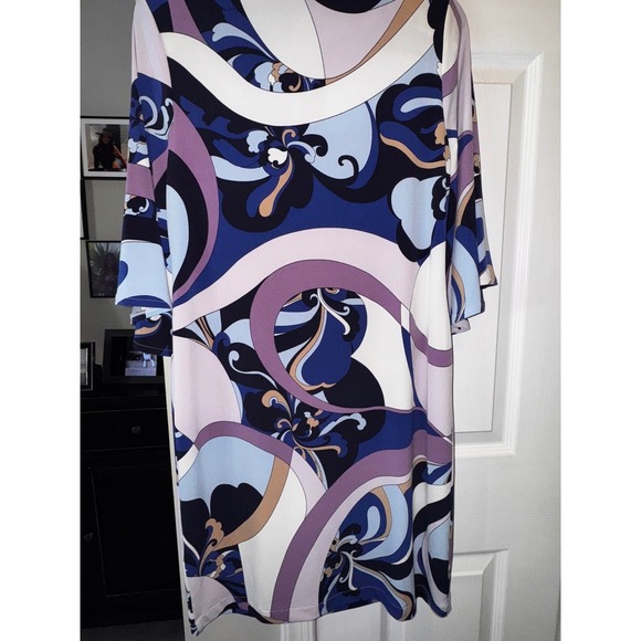 Chicos Women's Dress Size 0 Abstract Print Keyhole Neckline Bell Sleeve - Picture 8 of 12